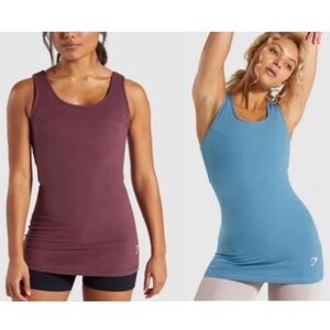 GYMSHARK 2 Dreamy Vests Training Tank Tops  Smokey Teal & Winter Berry Size Med